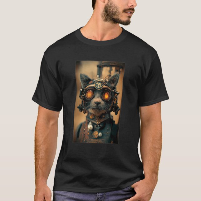 Camiseta Steampunk Cat Engineer, una hormiga científica de  (Anverso)