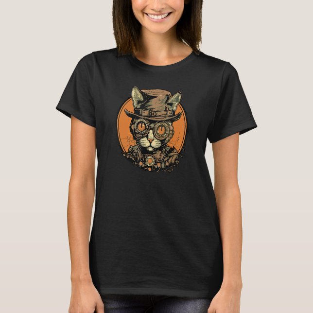Camiseta Steampunk Cat  For Cat and Steampunk fans 2 (Anverso)