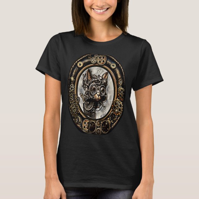 Camiseta Steampunk Cat Kitten Robot industrial mecánico G (Anverso)