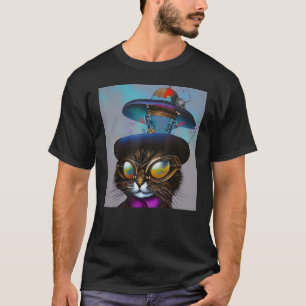 Camiseta Steampunk Cat Steam Punk Kitten Fantasy Gótica AI