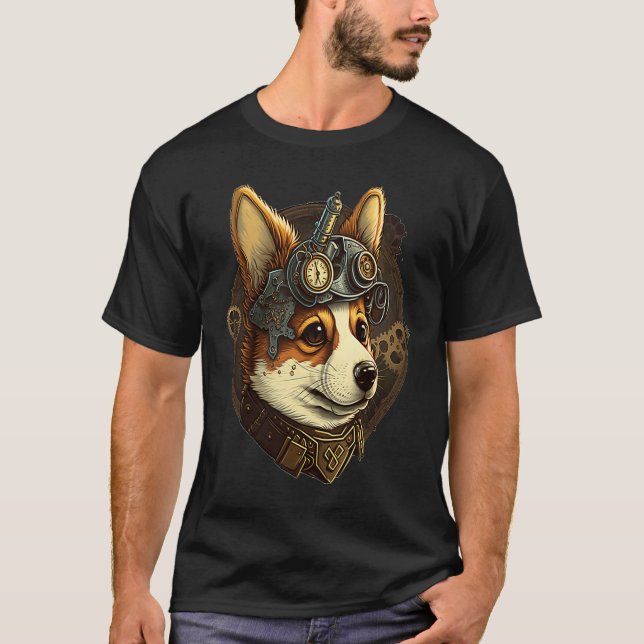 Camiseta Steampunk Corgi Head for Women & Men 1 (Anverso)