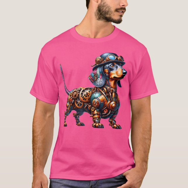 Camiseta Steampunk Dachshund Lover Fantasy Art (Anverso)