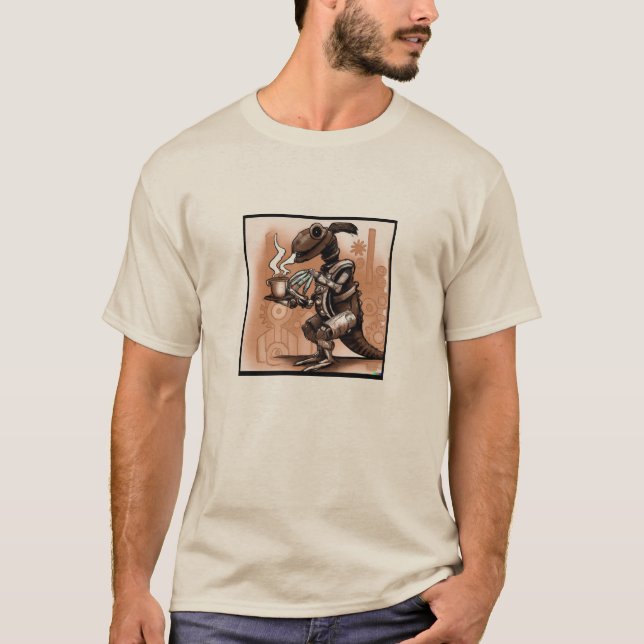 Camiseta Steampunk Dino Coffee Shirt (Anverso)