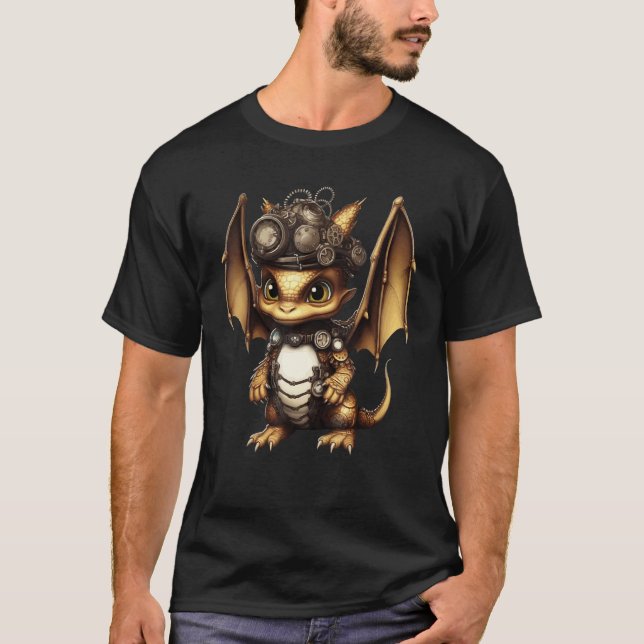 Camiseta Steampunk Dragon Gears Graphic Artwork Fantasy 7 (Anverso)