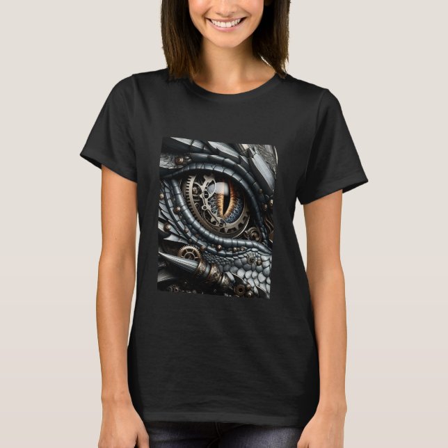 Camiseta Steampunk Dragon Oye Closeup Ai Art (Anverso)