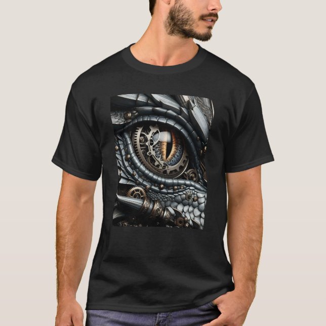 Camiseta Steampunk Dragon Oye Closeup Ai Art (Anverso)