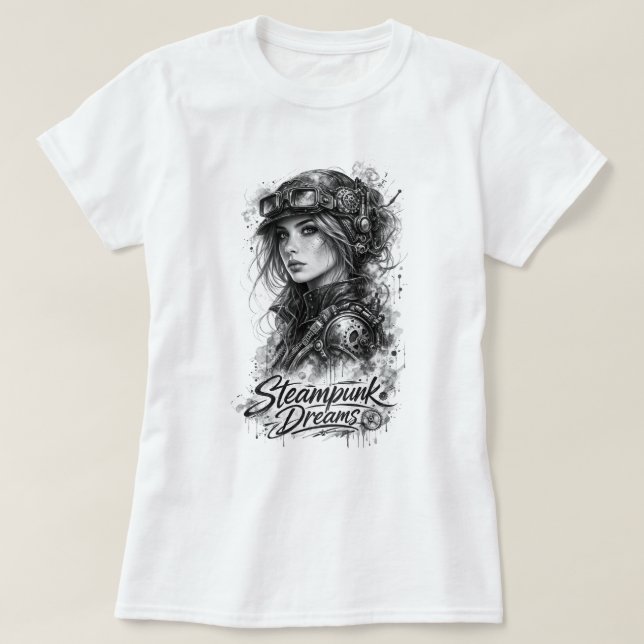 Camiseta Steampunk Dreams – Vintage Victorian Fantasy Art (Diseño del anverso)