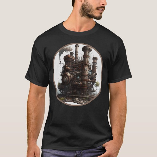 Camiseta Steampunk Dystopian City Retro Scifi Ge Mecánico (Anverso)