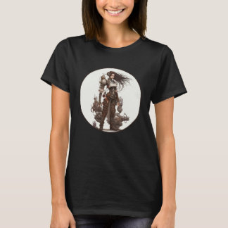 Camiseta Steampunk Fighter Girl Retro Scifi Mechanical Gear