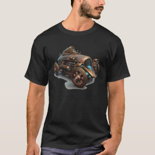 Camiseta Steampunk Future Car Retro Scifi Mechanear C