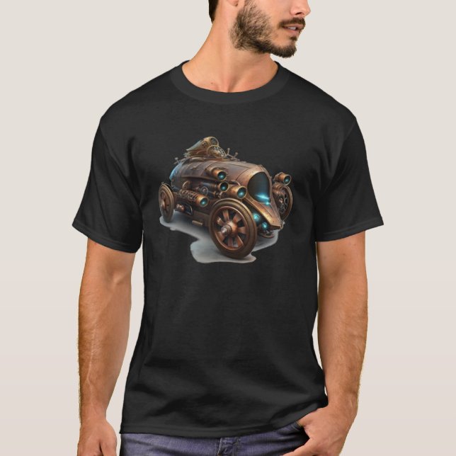 Camiseta Steampunk Future Car Retro Scifi Mechanear C (Anverso)