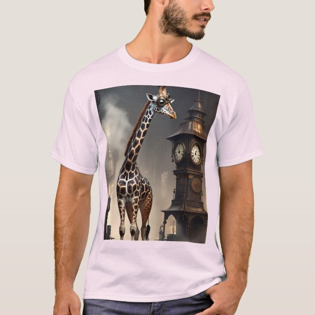 Camiseta Steampunk Giraffe 🦒 🔩 | Tall Tech Style (Anverso)