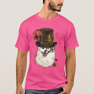 Camiseta Steampunk Gothic American Eskimo Dog Animal Face D
