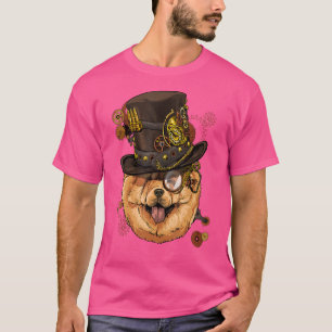 Camiseta Steampunk Gothic Chow Perro Chow Cara Mascota Perr