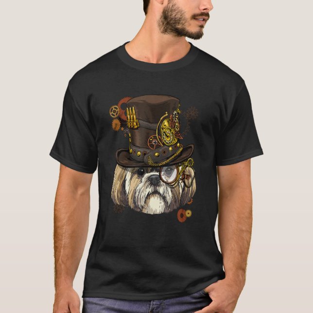 Camiseta Steampunk Gothic Shih Tzu Animal Dog Face Puppy Do (Anverso)