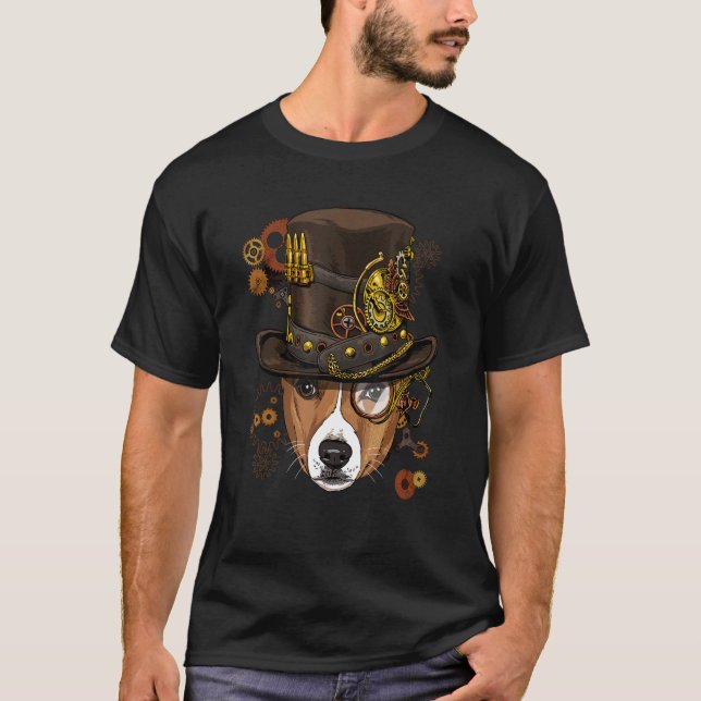 Camiseta Steampunk Gótico Africano Basenji Animal de perro  (Anverso)