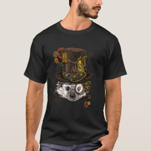 Camiseta Steampunk Gótico Hedgehog Cara mecánica animal