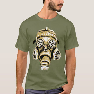 Camiseta Steampunk/gráfico de color de la careta antigás