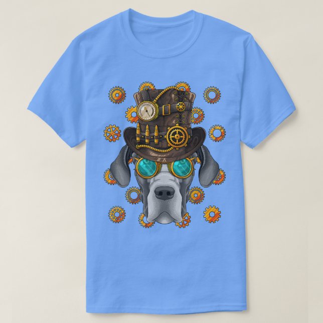Camiseta Steampunk Great Dane Poder de vapor de estilo vict (Diseño del anverso)