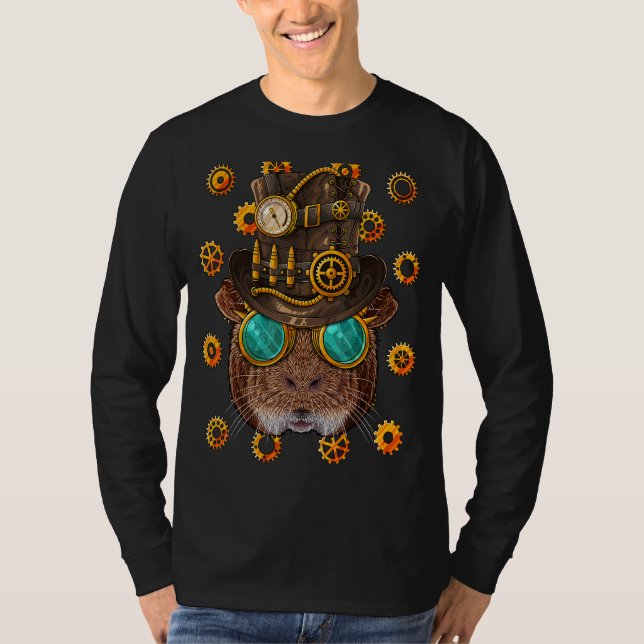 Camiseta Steampunk Guinea Cerdo Poder de vapor de estilo vi (Anverso)