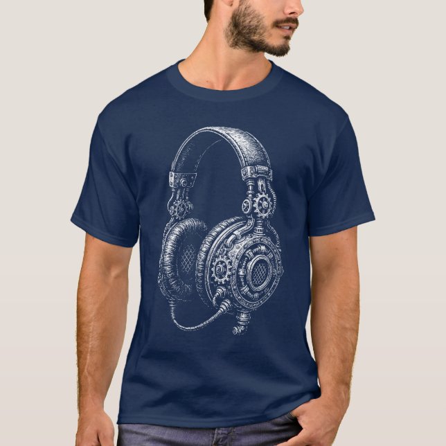 Camiseta Steampunk Headphones Sketch (Anverso)