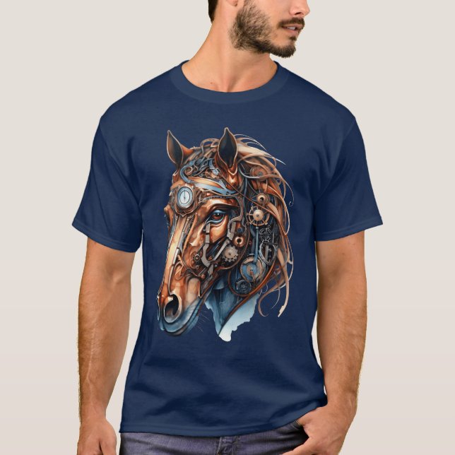 Camiseta Steampunk Horse Artistic Horse divertido (Anverso)