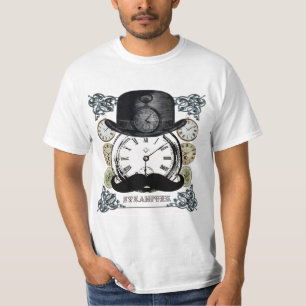 Camiseta Steampunk - jugador de bolos, bigote y collage de