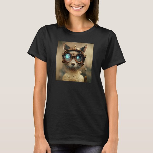 Camiseta Steampunk Kitty Cat Engineer (Anverso)