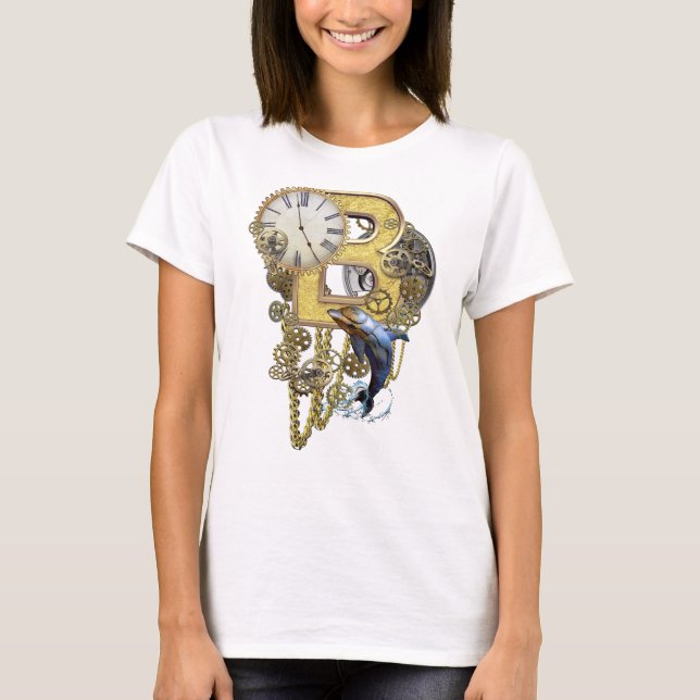 Camiseta Steampunk Letra de cumpleaños B (Anverso)