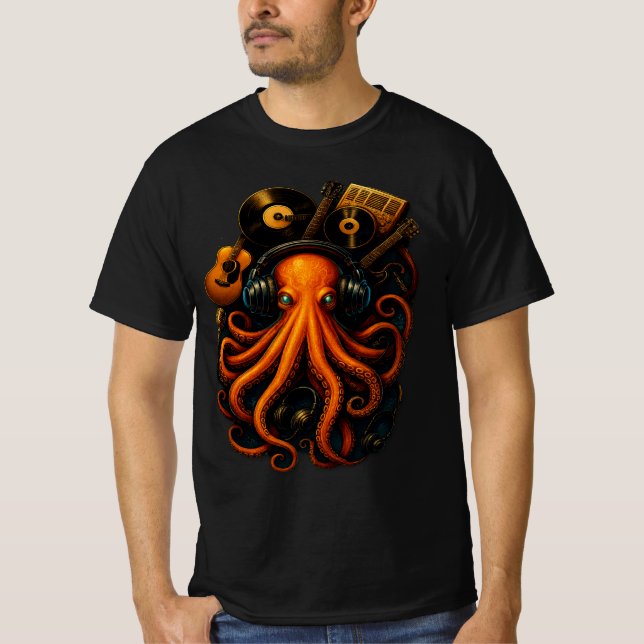 Camiseta Steampunk Octopus - Música y fantasía art (Anverso)