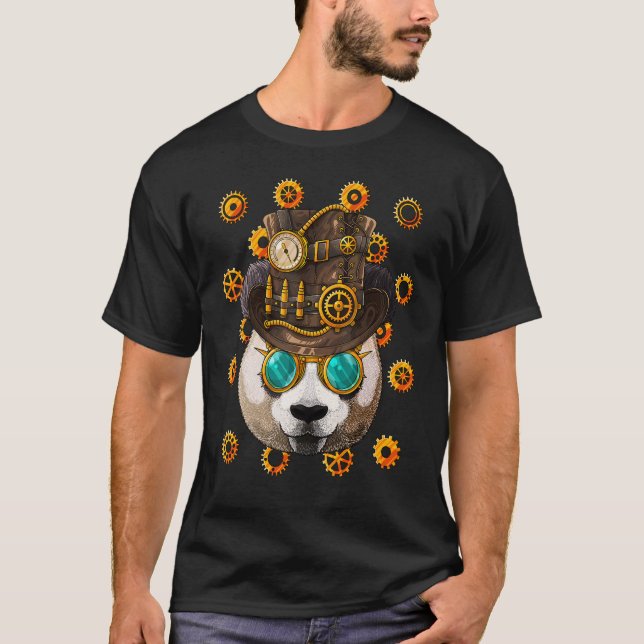 Camiseta Steampunk Panda Medieval Victorian Steam Powered A (Anverso)