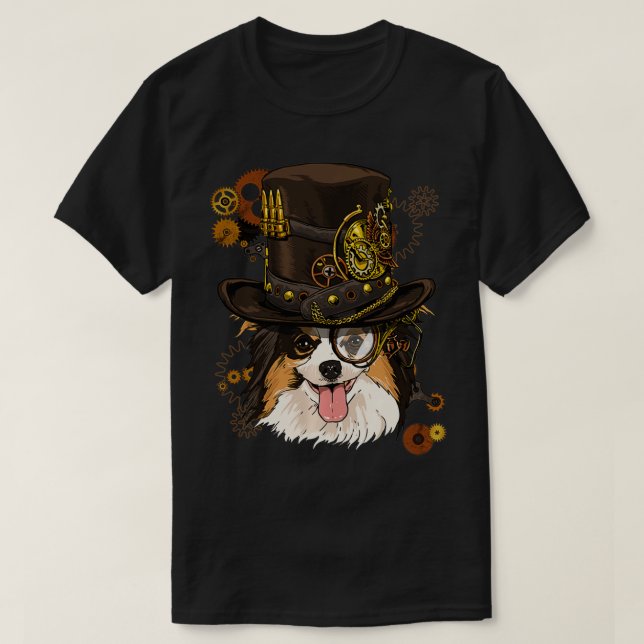 Camiseta Steampunk Papillon Dog Steampunk Lovers Gift Pull (Diseño del anverso)