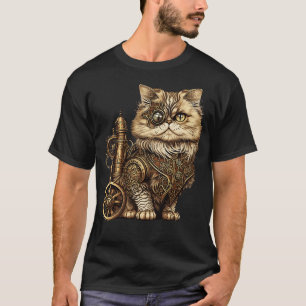 Camiseta Steampunk Persian Cat Fantasy ilustracion 1