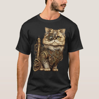 Camiseta Steampunk Persian Cat Fantasy ilustracion 1
