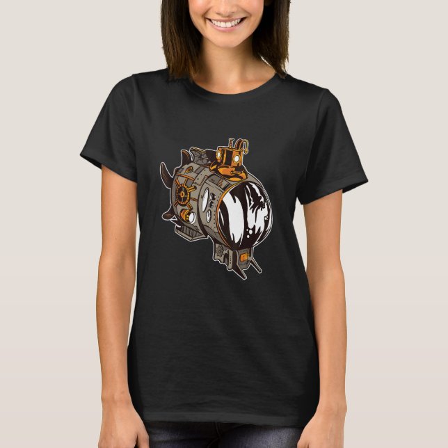 Camiseta Steampunk Punk Submarino Gear Ship (Anverso)