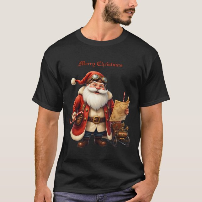Camiseta Steampunk Santa Claus – Vintage Christmas Adventur (Anverso)