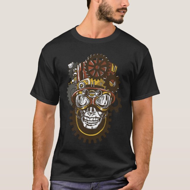 Camiseta Steampunk Skull Weird Bizarre Fun Dark (Anverso)