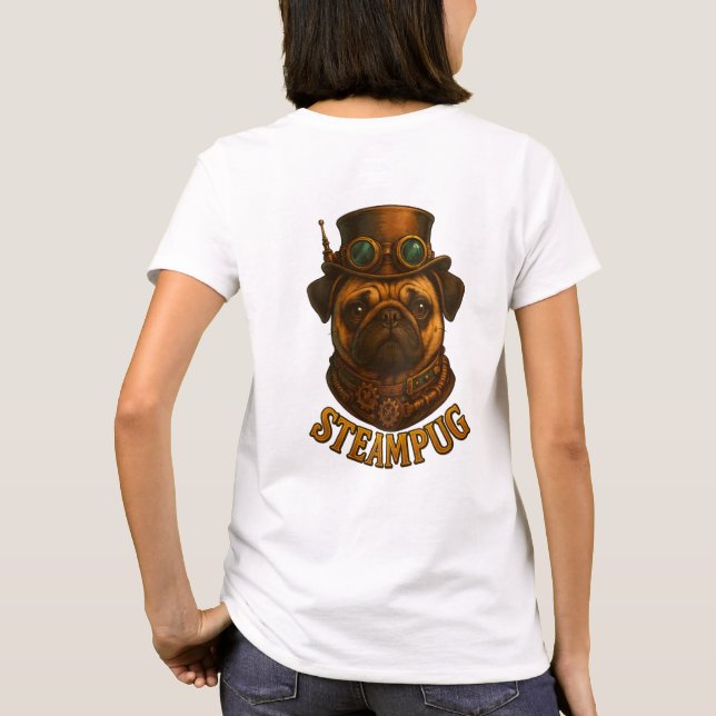 Camiseta Steampunk SteamPug T Shirt - unique Steampunk dog! (Reverso)
