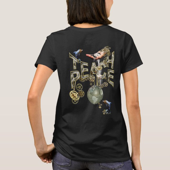 Camiseta Steampunk Teach peace (Reverso)