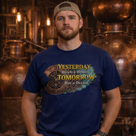 Camiseta Steampunk Time Machine - Yesterday & Tomorrow Navy