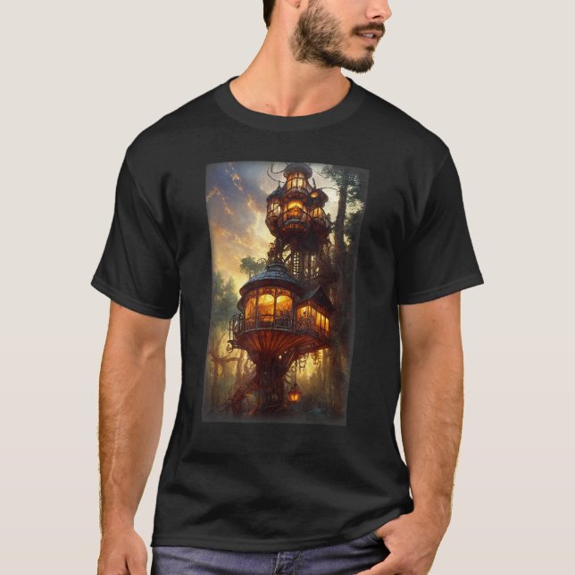Camiseta Steampunk Treehouse In A Forest (Anverso)