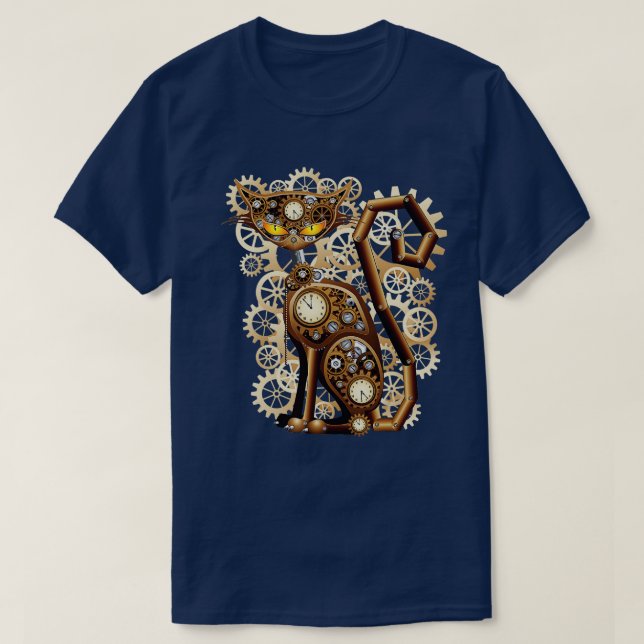 Camiseta Steampunk Vintage Clockwork Cat  (Diseño del anverso)