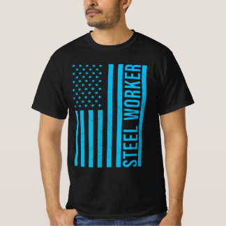 Camiseta Steel Worker Blue Flag Patriotic
