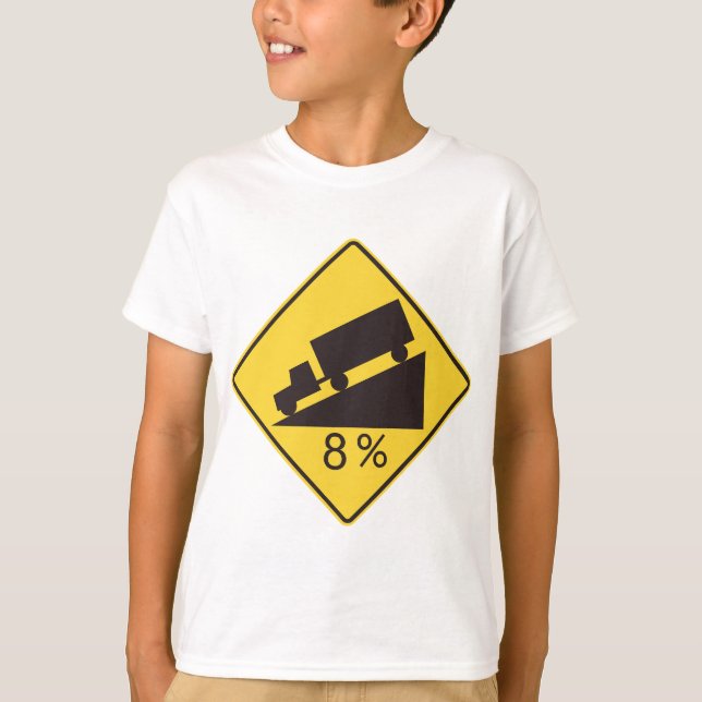 Camiseta Steep Grade Traffic Sign Trucking Hauling Caution (Anverso)