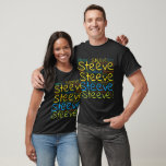Camiseta Steeve<br><div class="desc">Steeve. Show and wear this popular beautiful male first name designed as colorful wordcloud made of horizontal and vertical cursive hand lettering typography in different sizes and adorable fresh colors. Wear your positive french name or show the world whom you love or adore. Merch with this soft text artwork is...</div>