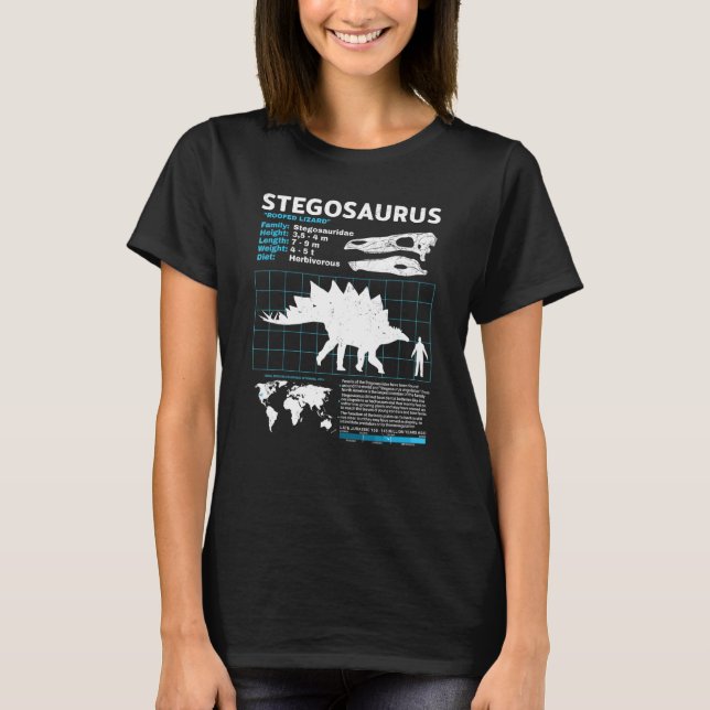 Camiseta Stegosaurus Ficha de datos de dinosaurios (Anverso)