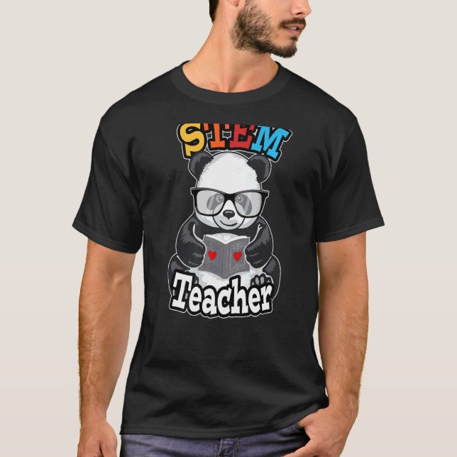 Camiseta Stem Teacher School Curte Steam Panda (Anverso)
