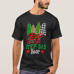 Camiseta Step Dad Bear Men Red Plaid Navidades Pajama