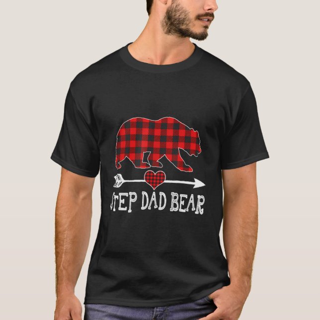 Camiseta Step Dad Bear Navidades Pajama Red Plaid Buffalo F (Anverso)