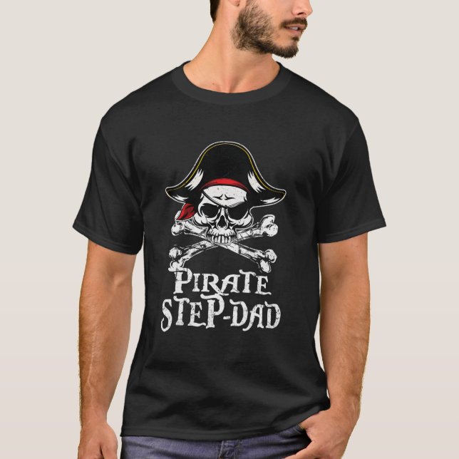 Camiseta Step-Dad De La Familia Pirata De Cumpleaños (Anverso)